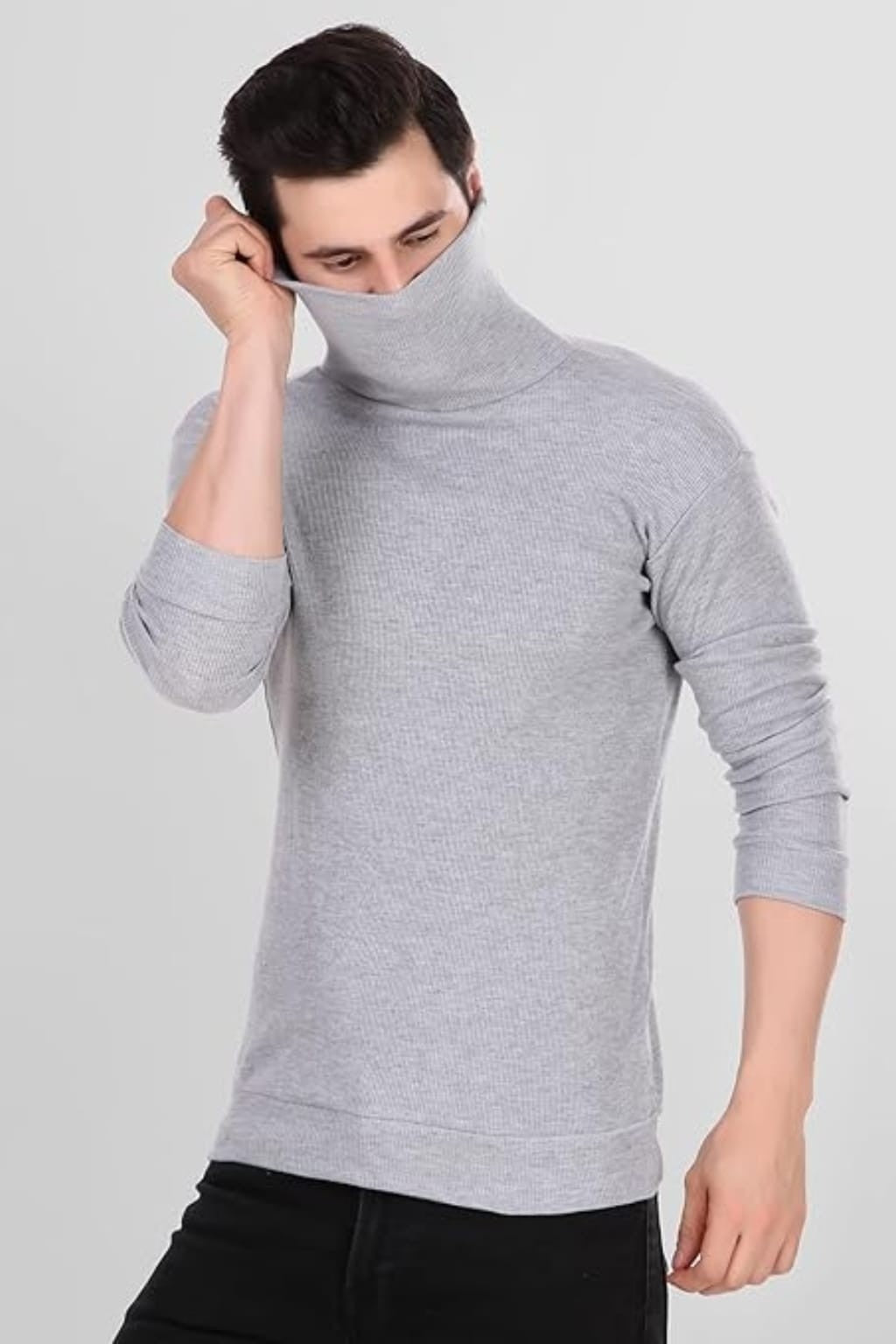 Grey High Neck for Men's