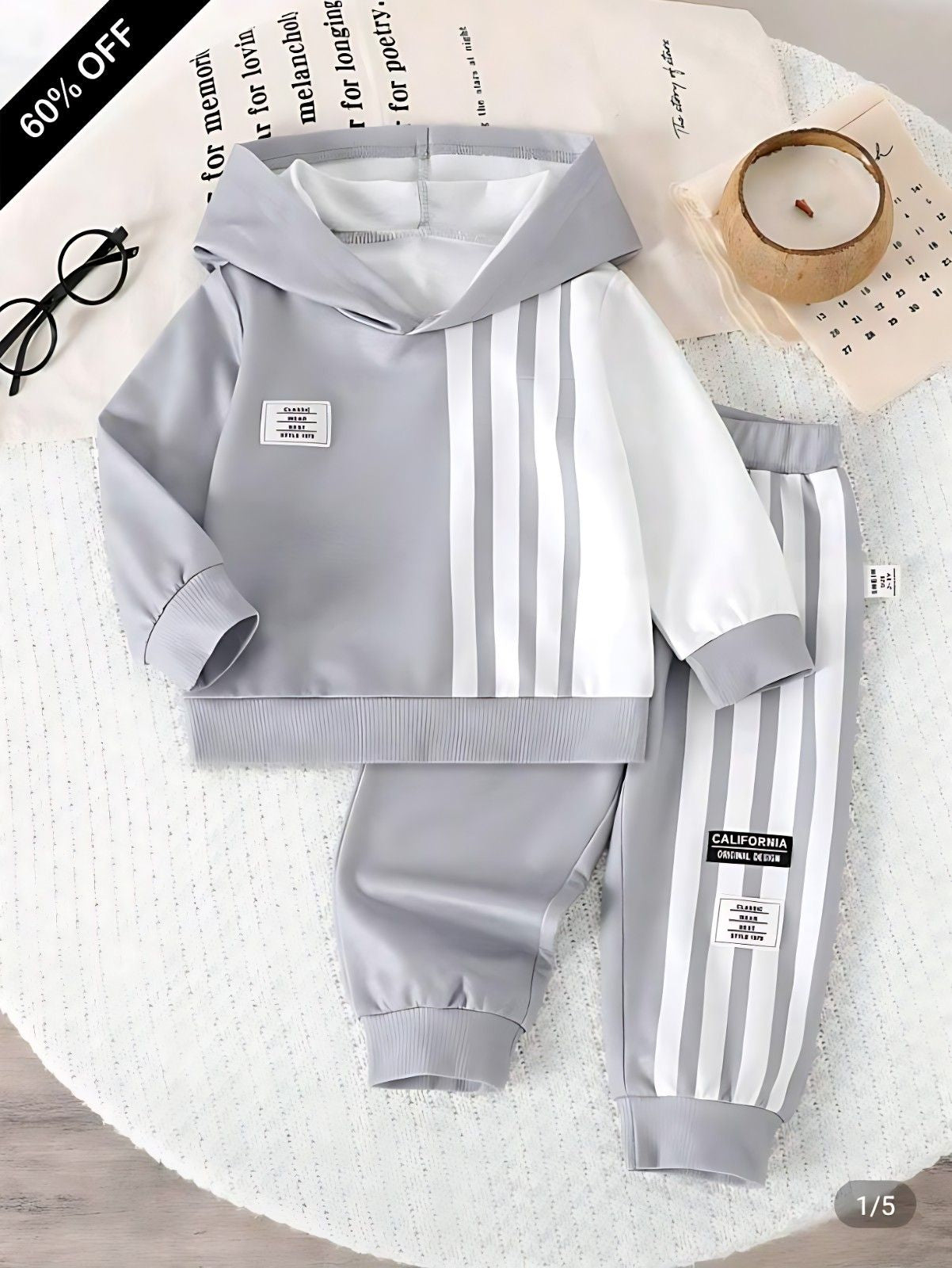 Grey Liner Printed Kids Winter Suit (Each)