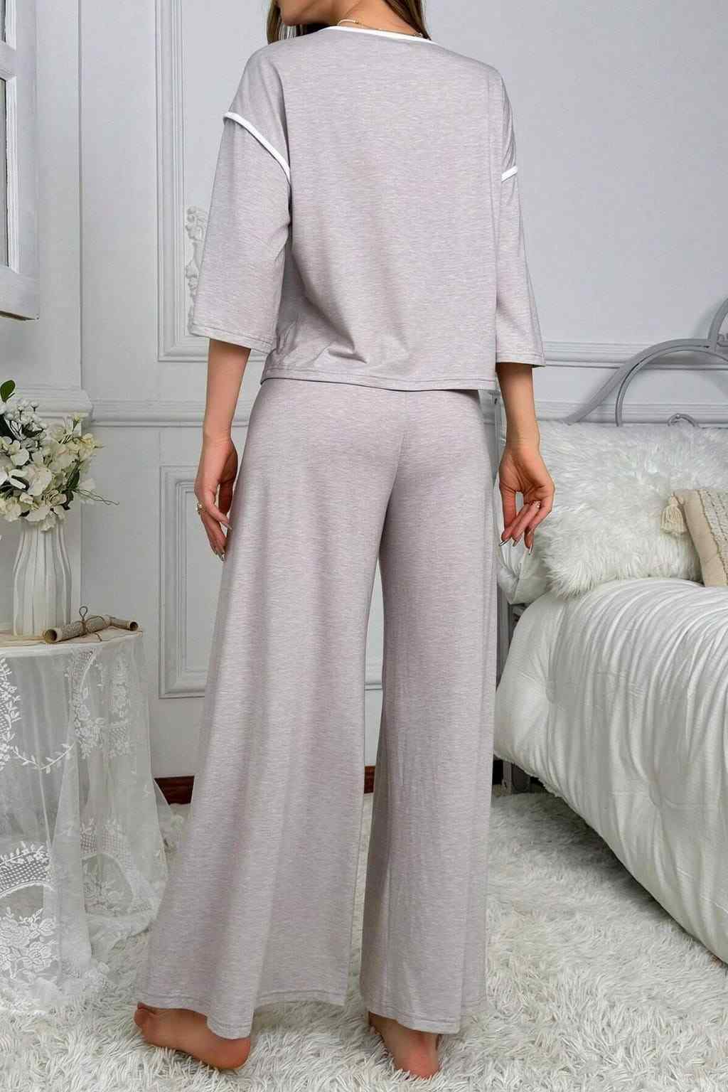 Elegant Grey Plazo PJ Set