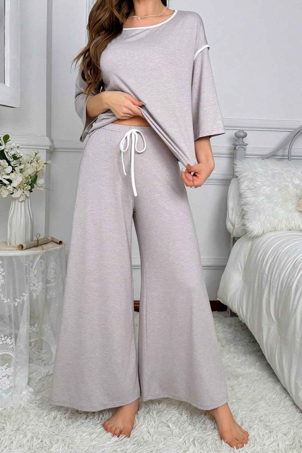 Elegant Grey Plazo PJ Set