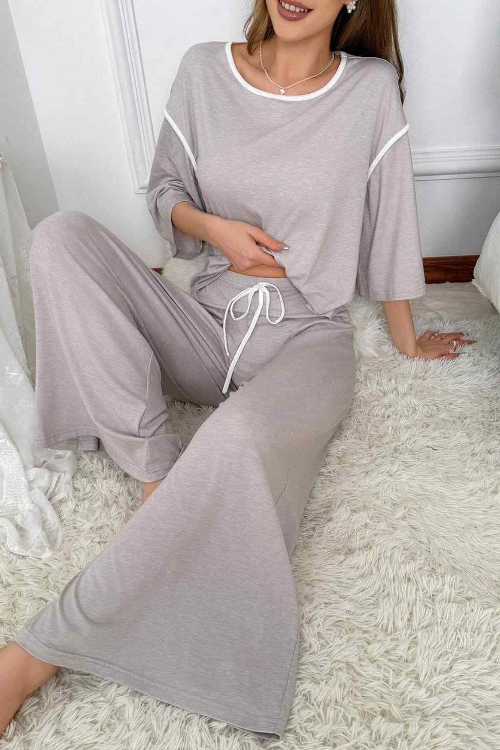 Elegant Grey Plazo PJ Set