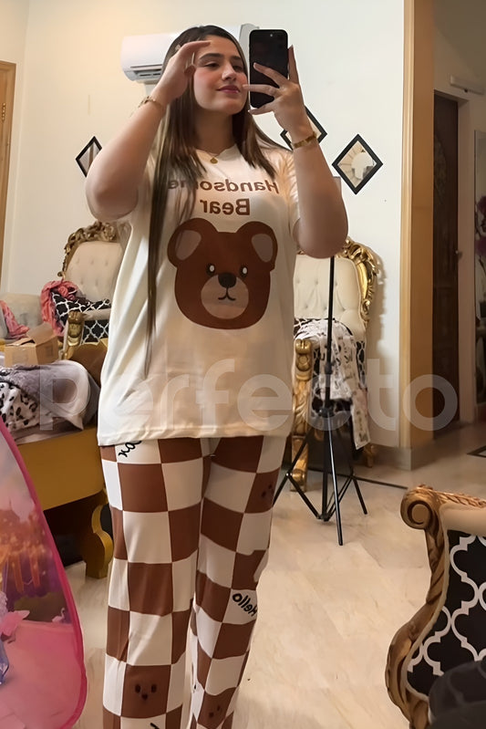 Handsome Bear Printed Night Suit