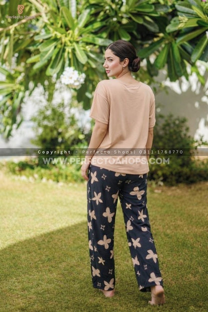 Heart and Butterfly Printed Night Suit