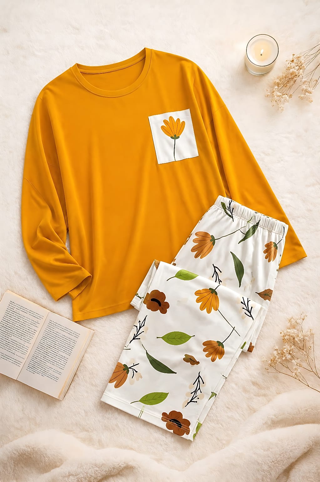 Golden Bloom Lounge PJ Set