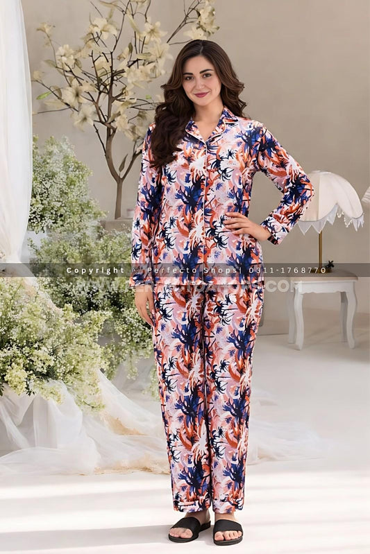 Imported Linen Printed Tree Pattern PJ Set