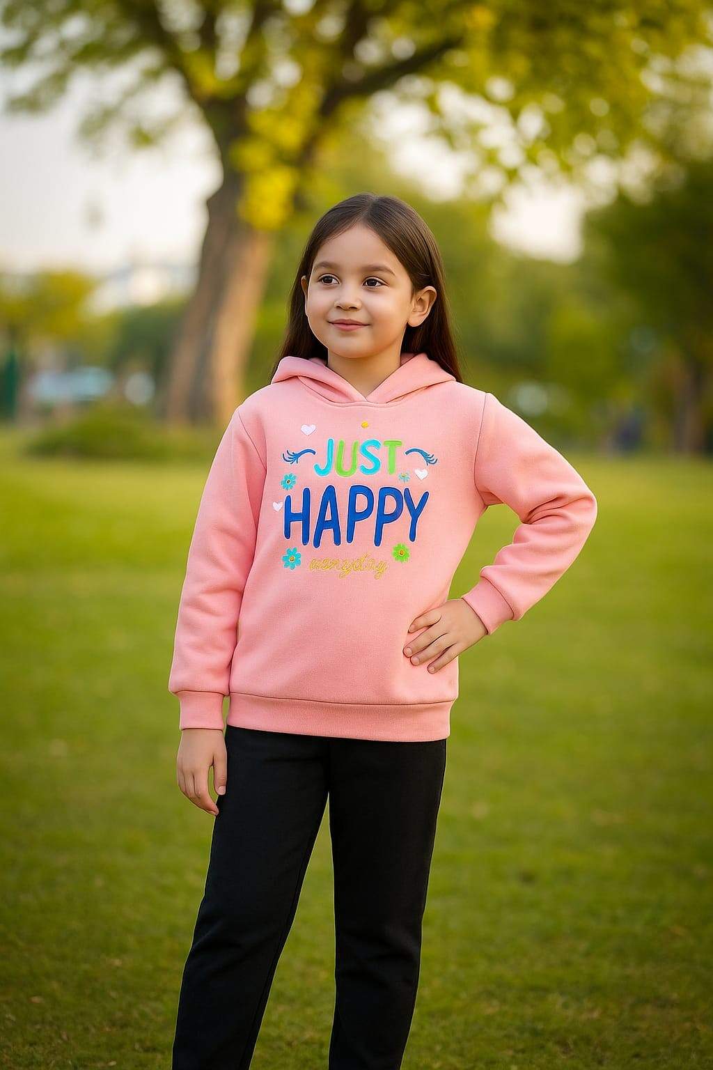 Just Happy Printed Hoodie For Kids