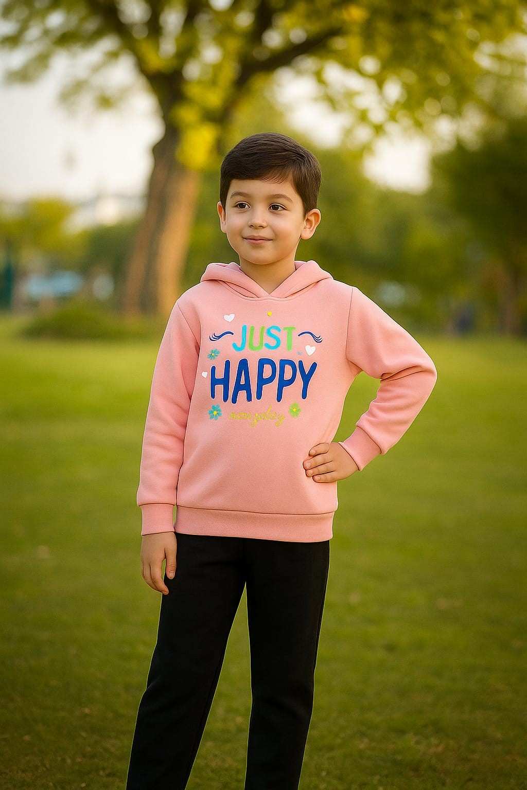 Just Happy Printed Hoodie For Kids