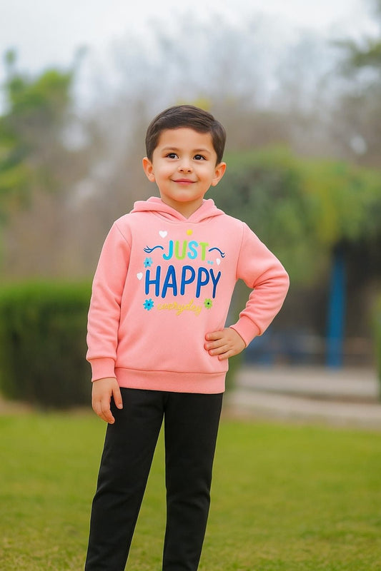 Just Happy Printed Hoodie For Kids