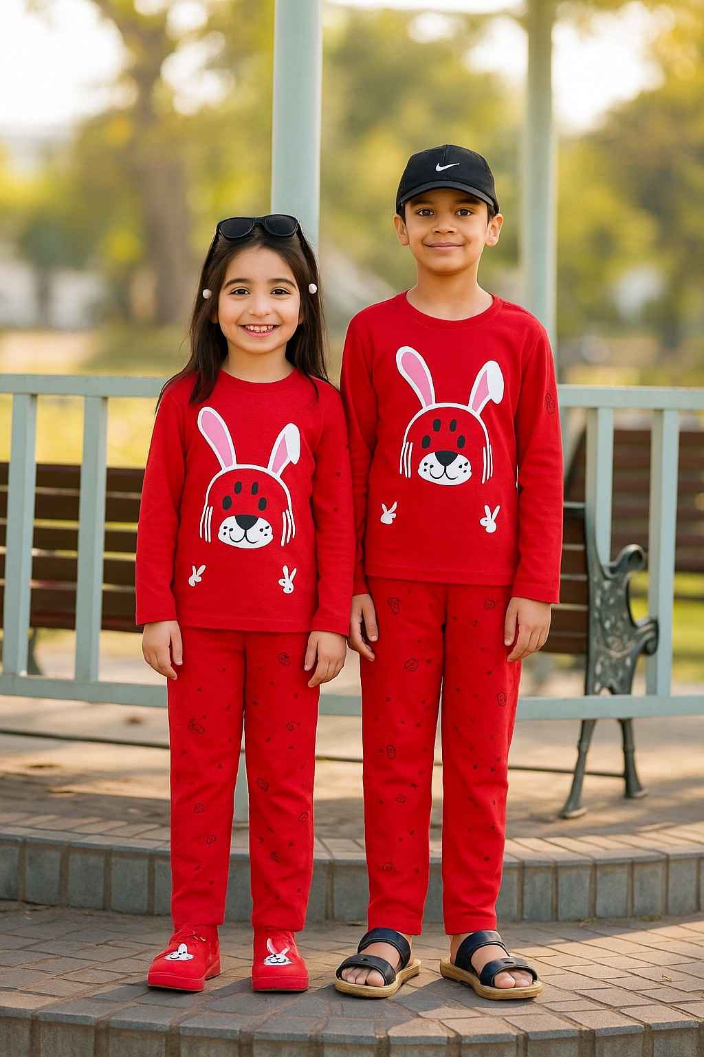 Kids' Wear with Red Rabbit Print Suit (Each)