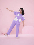 Lavender Flower Print Sleepwear PJ Set