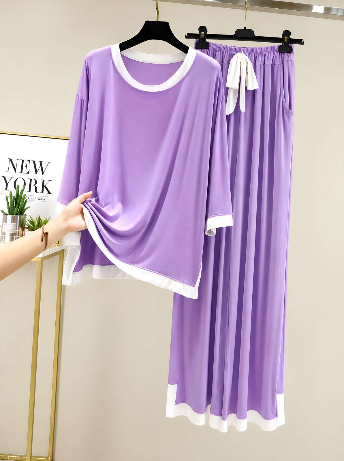 Lavender purple Pure Comfort Plazo Pj Set
