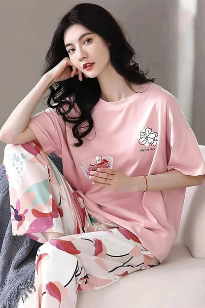 Long Leaf Printed Pjs Night Suit
