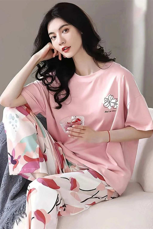 Long Leaf Printed Pjs Night Suit