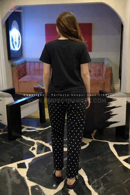 Black Bear Printed  Night Suit