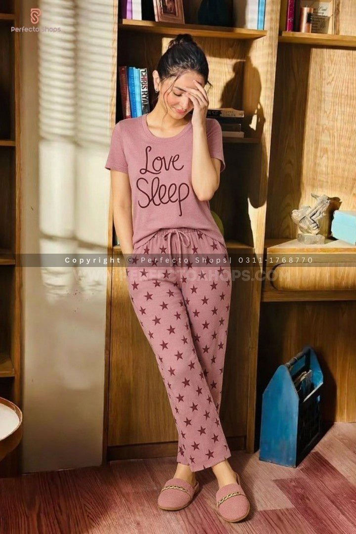 Love Sleep Printed Night Suit