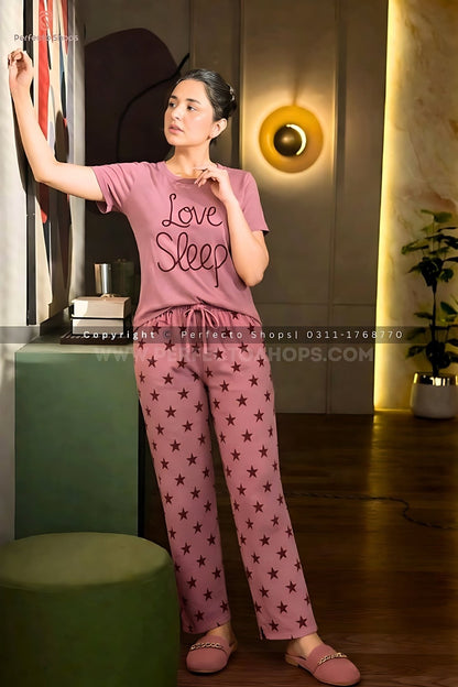 Love Sleep Printed Night Suit