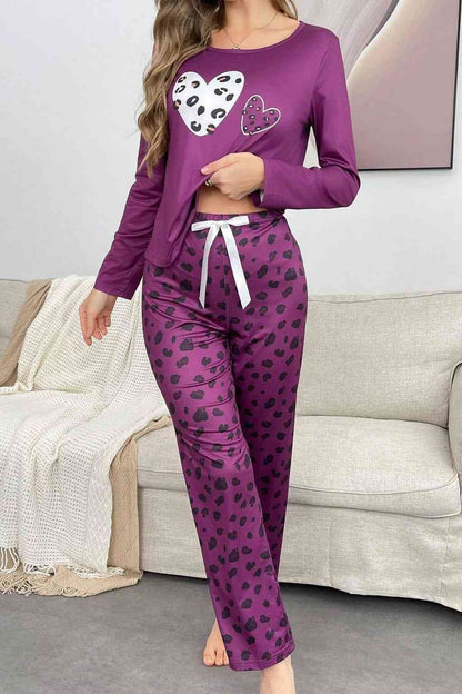 Magenta Purple Leopard Skin Printed Night Suit