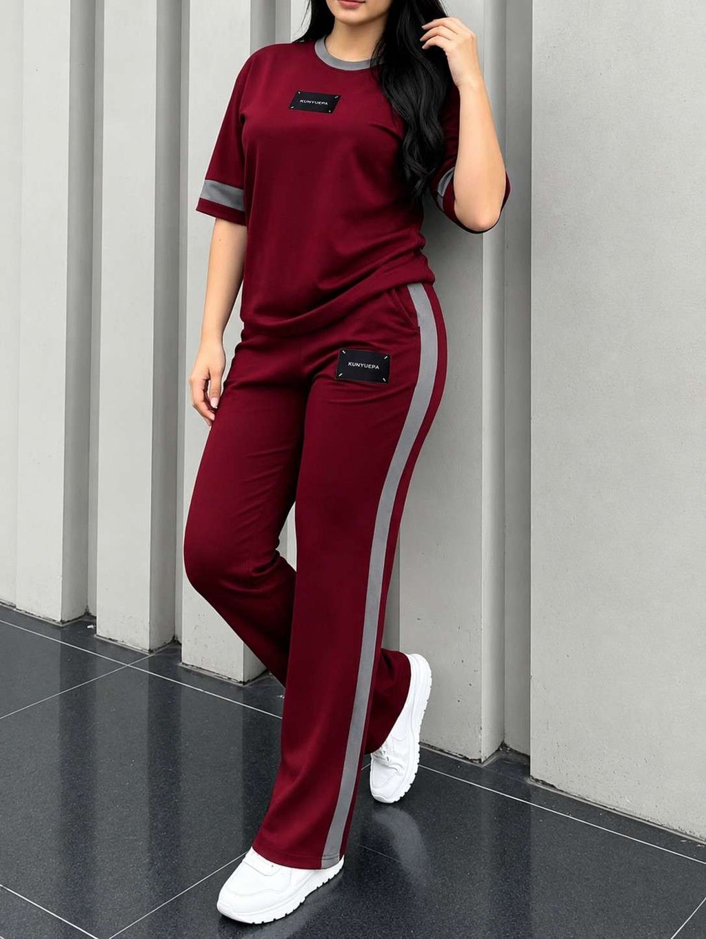 Maroon Elegant Round Neck Penal Co-Ord Set