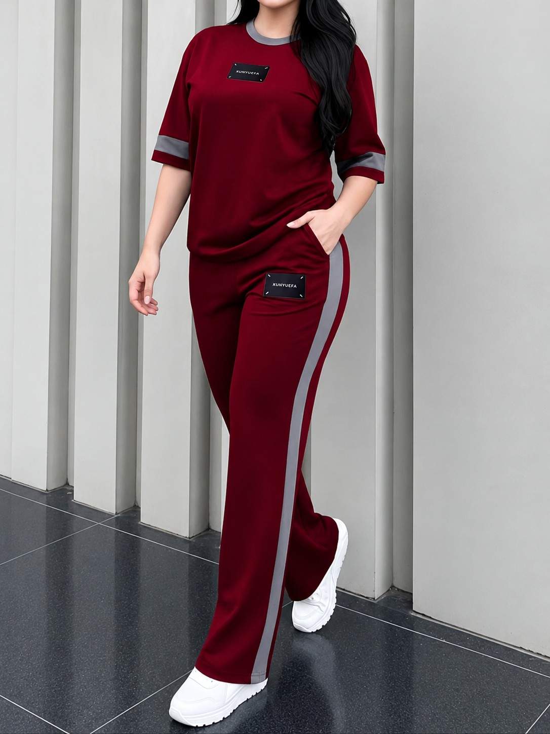 Maroon Elegant Round Neck Penal Co-Ord Set