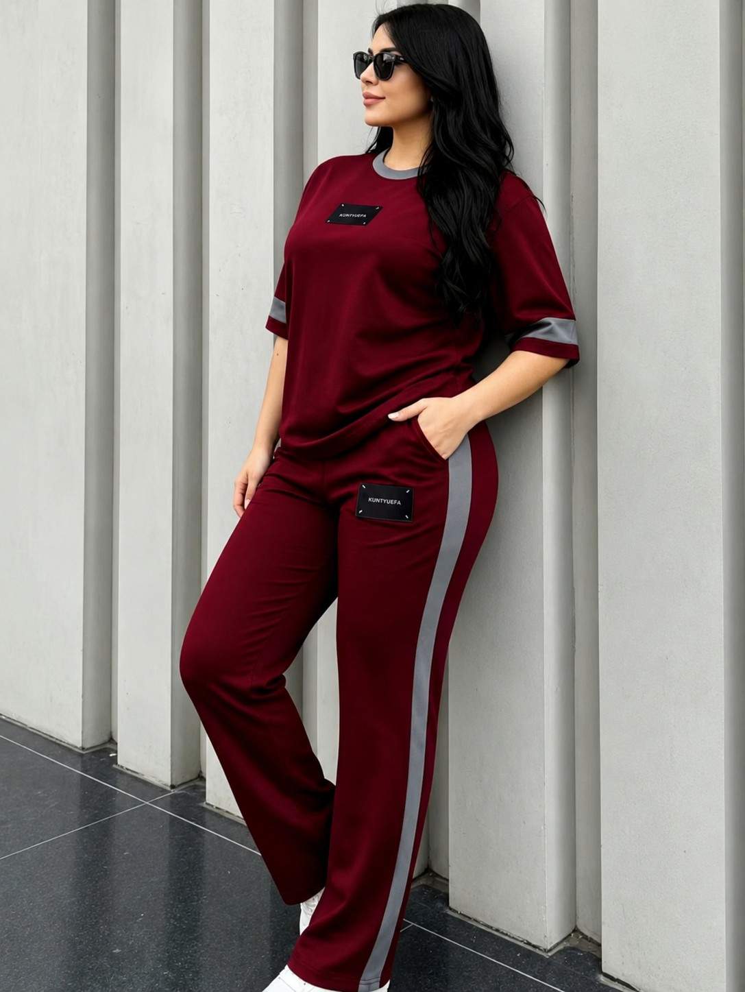 Maroon Elegant Round Neck Penal Co-Ord Set