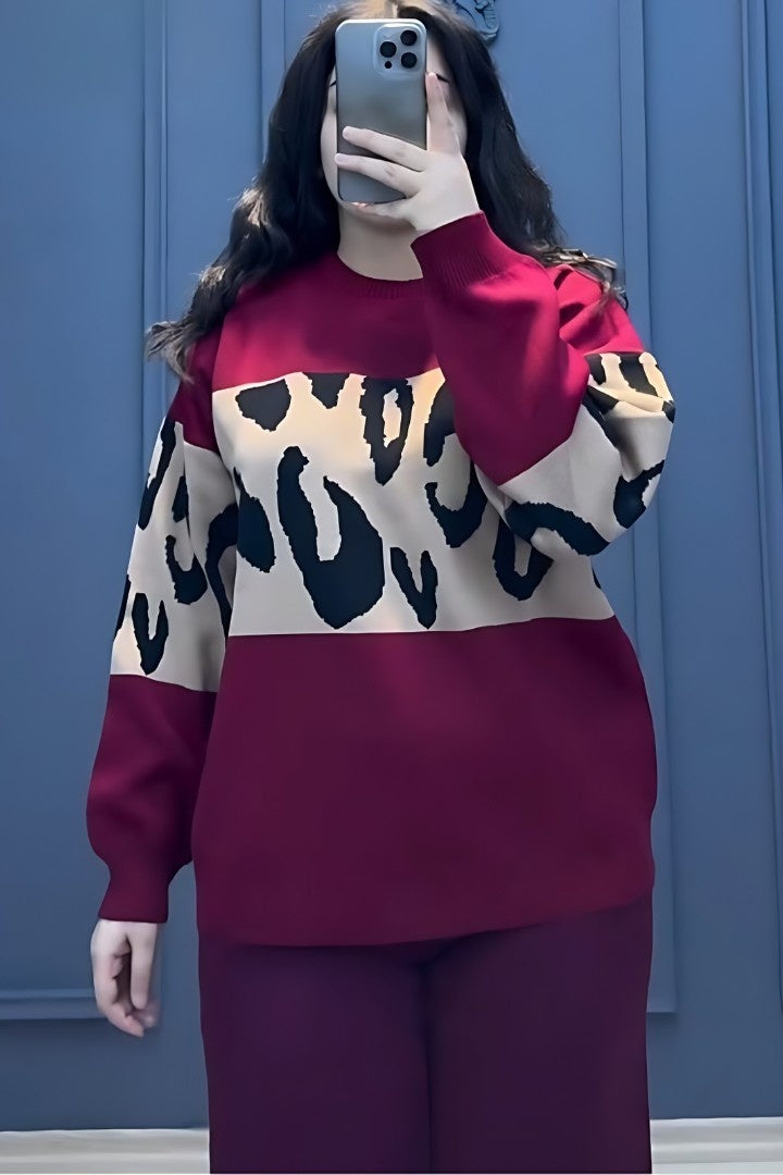 Maroon Wild Printed Fleece Co-ord Set