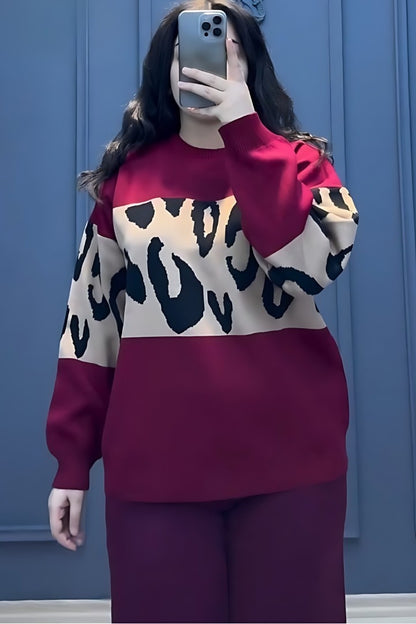 Maroon Wild Printed Fleece Co-ord Set