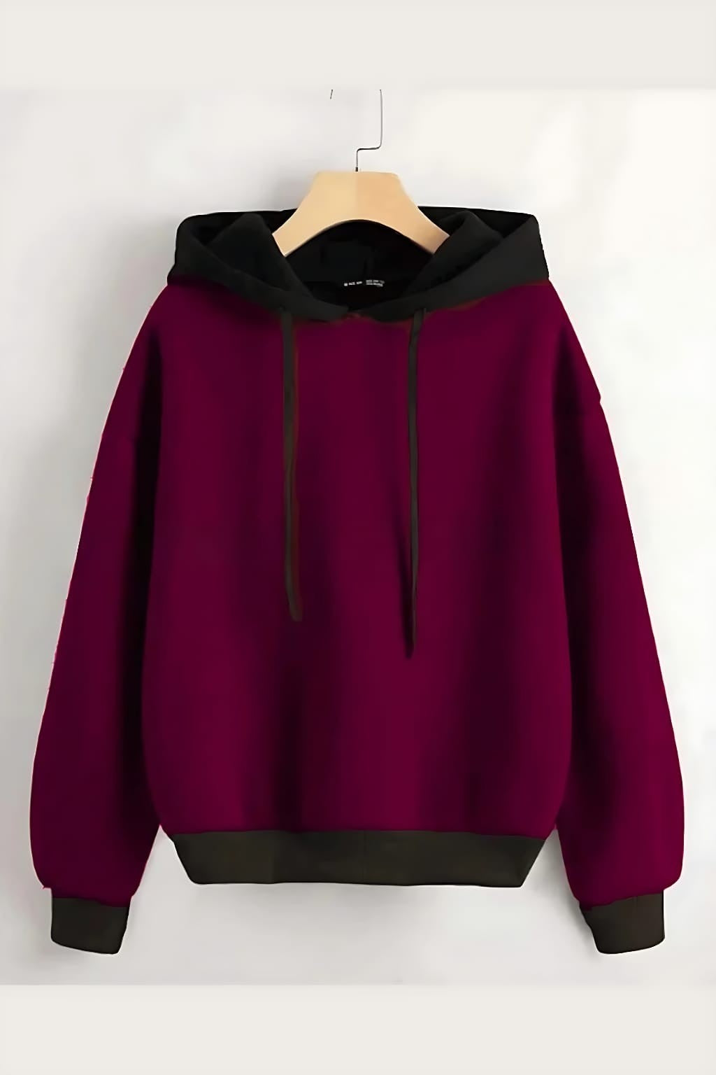 Maroon With Black Basic Kangaroo Hoodie