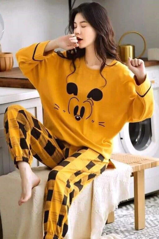 Mickey Mouse Yellow Printed Night Suit