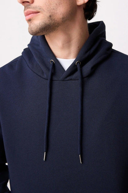 Navy Blue Basic Kangaroo Hoodie for Men