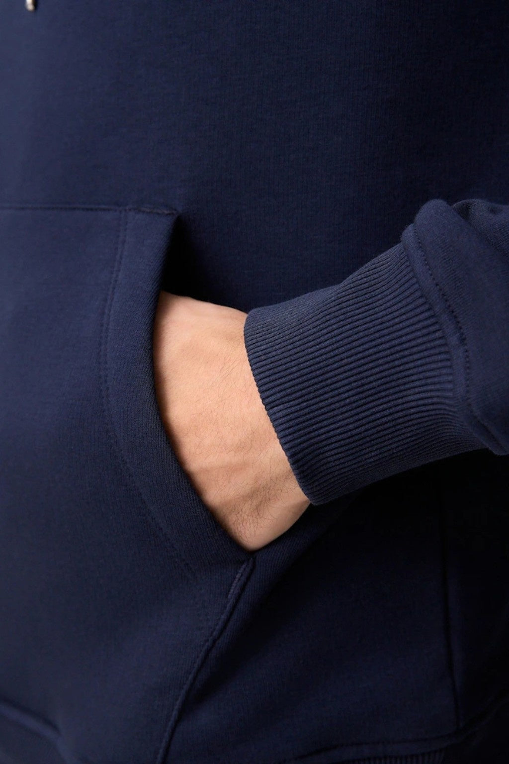 Navy Blue Basic Kangaroo Hoodie for Men