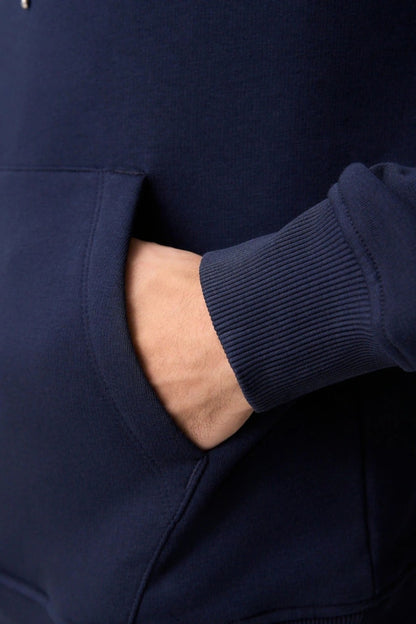 Navy Blue Basic Kangaroo Hoodie for Men