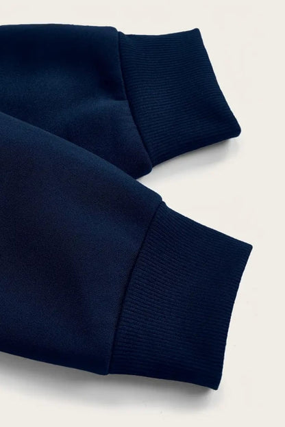 Navy Blue Basic Kangaroo Hoodie for Women