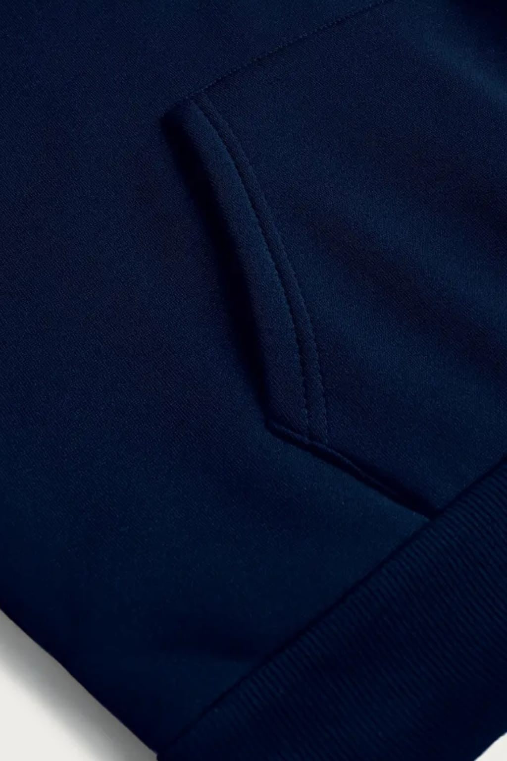 Navy Blue Basic Kangaroo Hoodie for Women