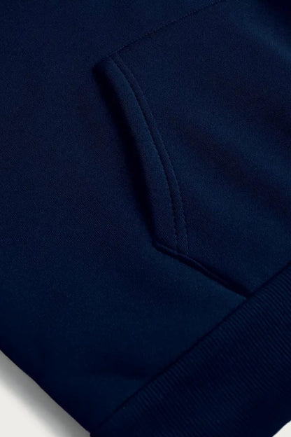 Navy Blue Basic Kangaroo Hoodie for Women