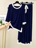 Navy Blue Pure Comfort Plazo Pj Set