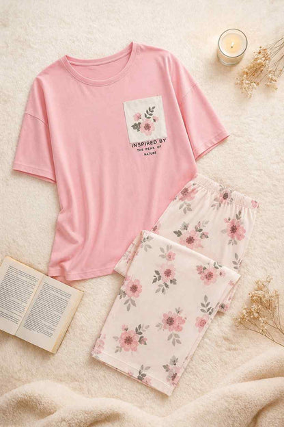 Pink Cozy Flower PJ Set