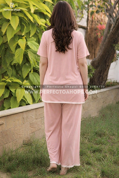 Pink Palazzo Style Night Suit