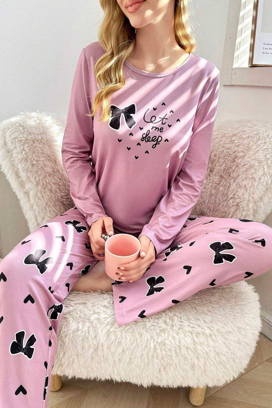 Pink let Me Sleep Printed Night Suit