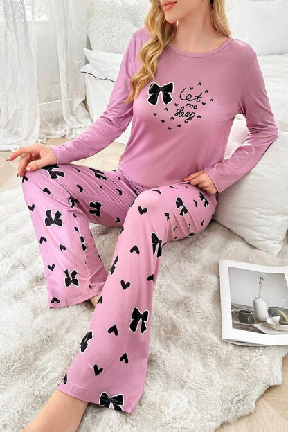 Pink let Me Sleep Printed Night Suit
