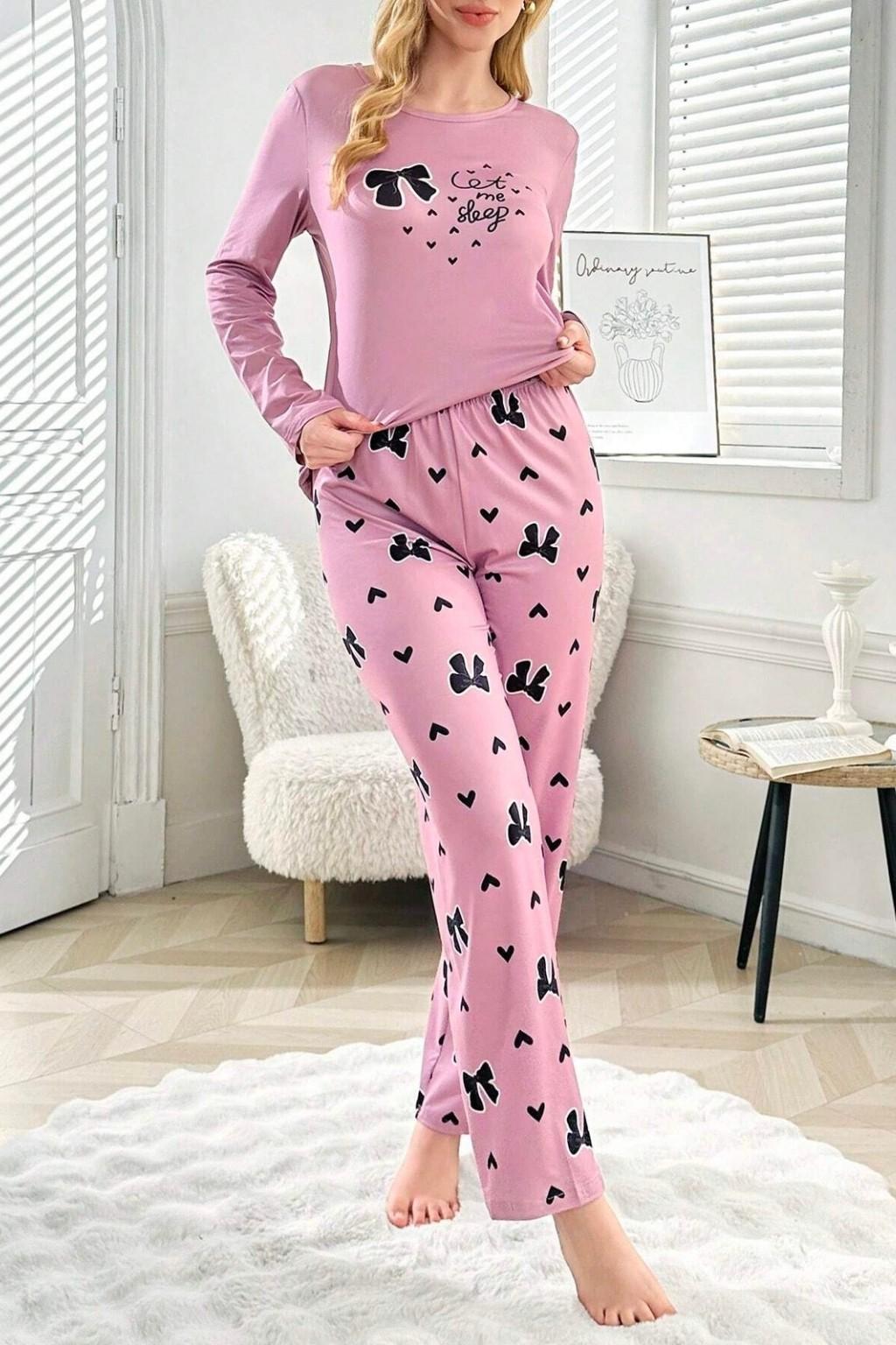 Pink let Me Sleep Printed Night Suit