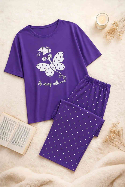 Purple Butterfly Glow Sleep PJ Set