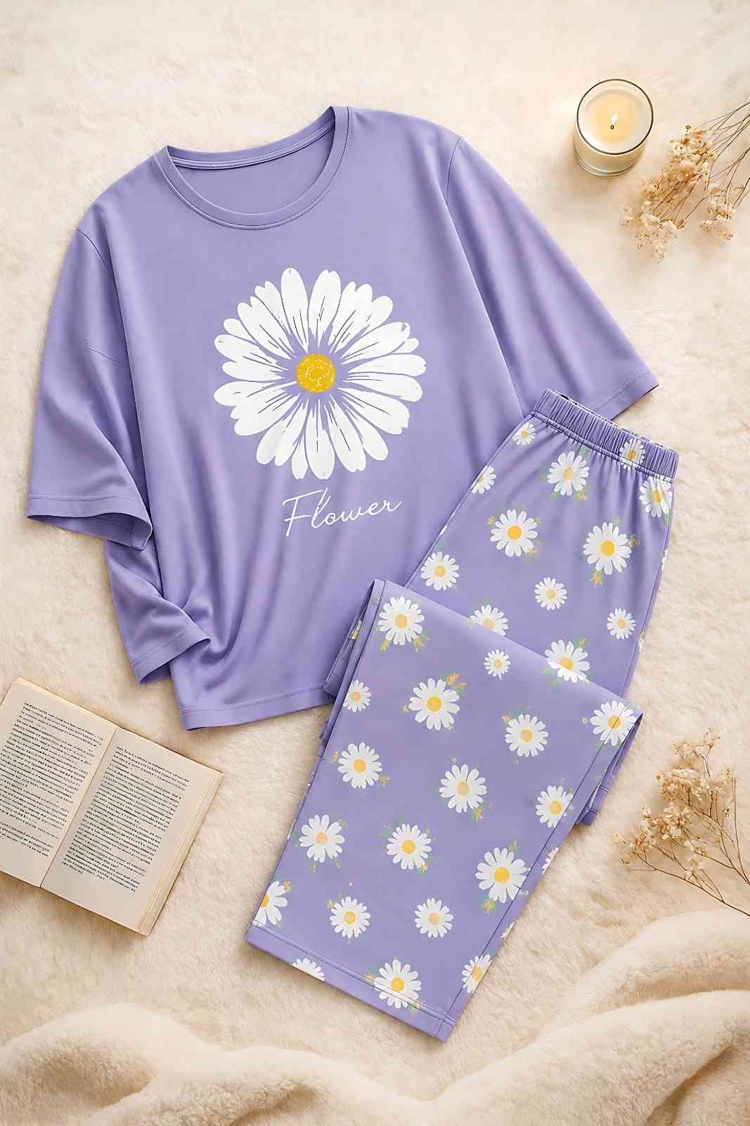 Purple Floral Lounge PJ Set