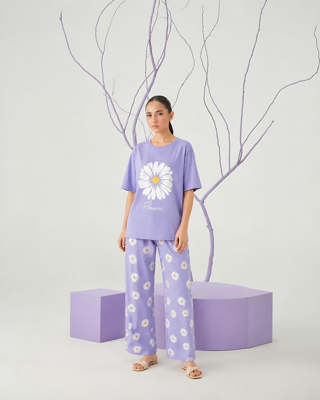 Purple Floral Lounge PJ Set