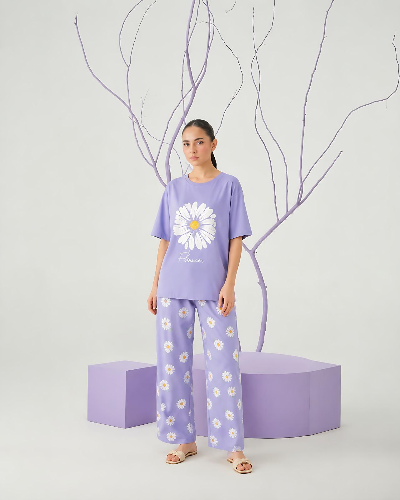 Purple Floral Lounge PJ Set