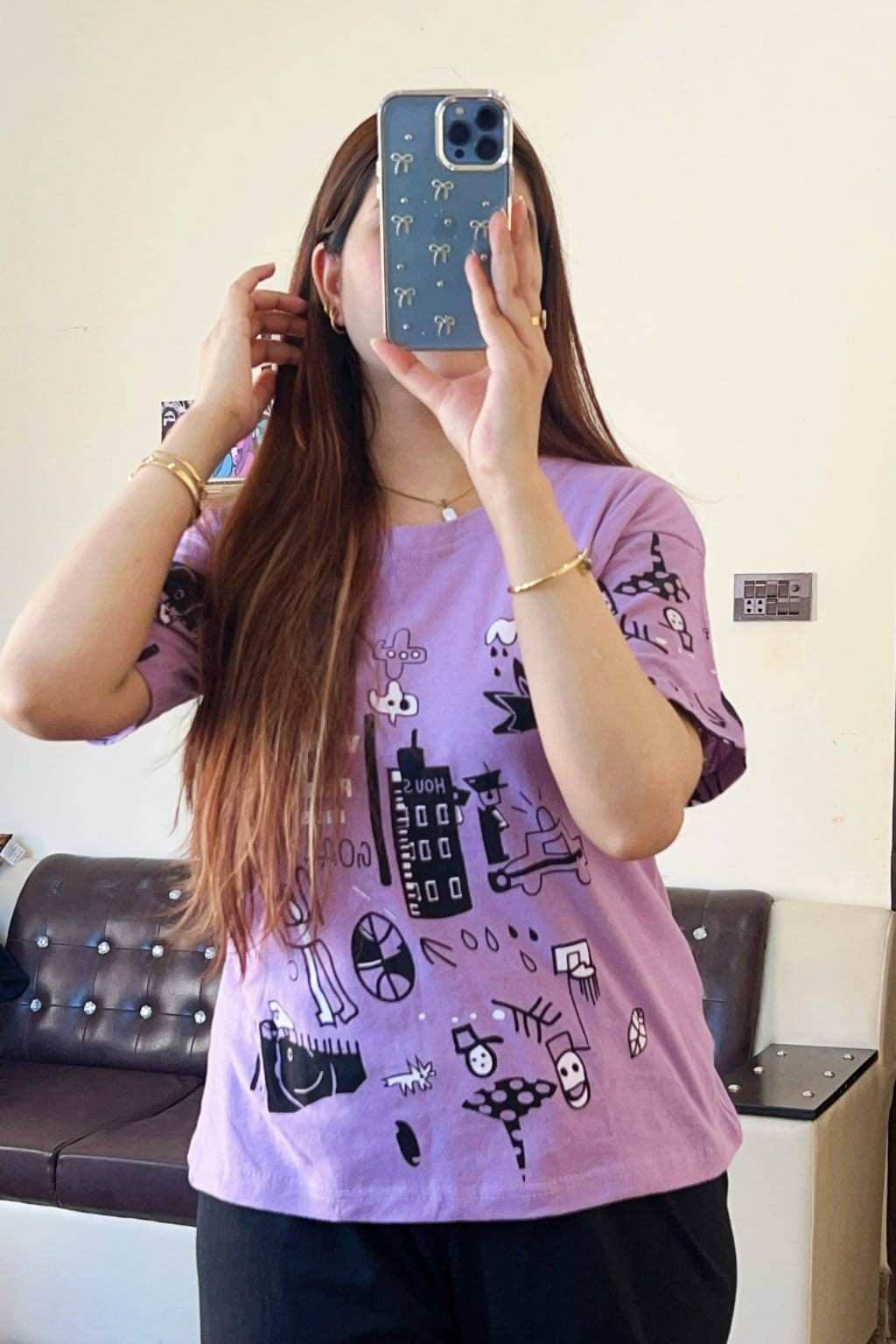 Purple Funcky Printed Night Suit