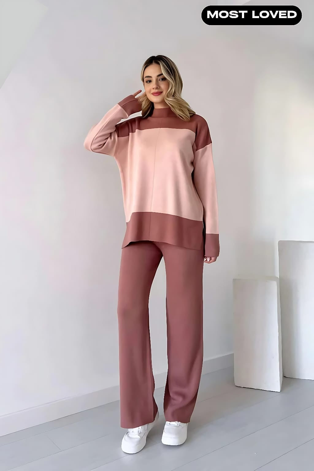 Radish Pink Panel Style Co-Ord Sets For Women