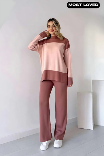 Radish Pink Panel Style Co-Ord Sets For Women