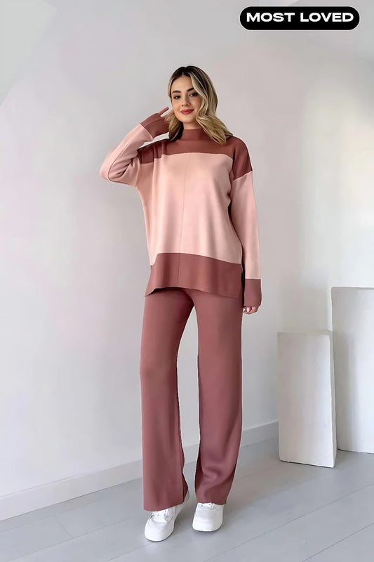 Radish Pink Panel Style Co-Ord Sets For Women