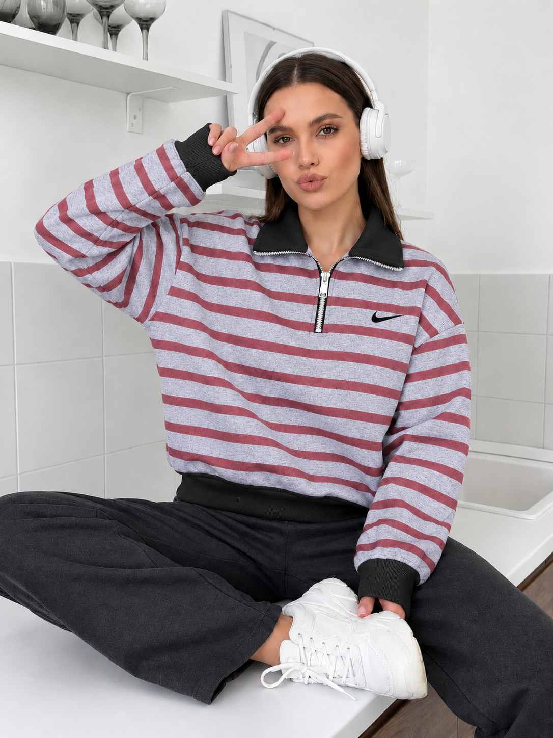 Red Streetline Half-Zip Fleece Sweatshirt