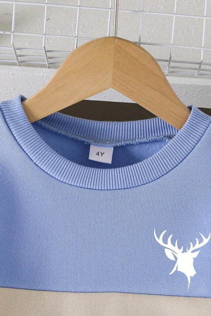 Sky Blue Panel Printed Kids Winter Suit (Each)